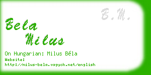 bela milus business card